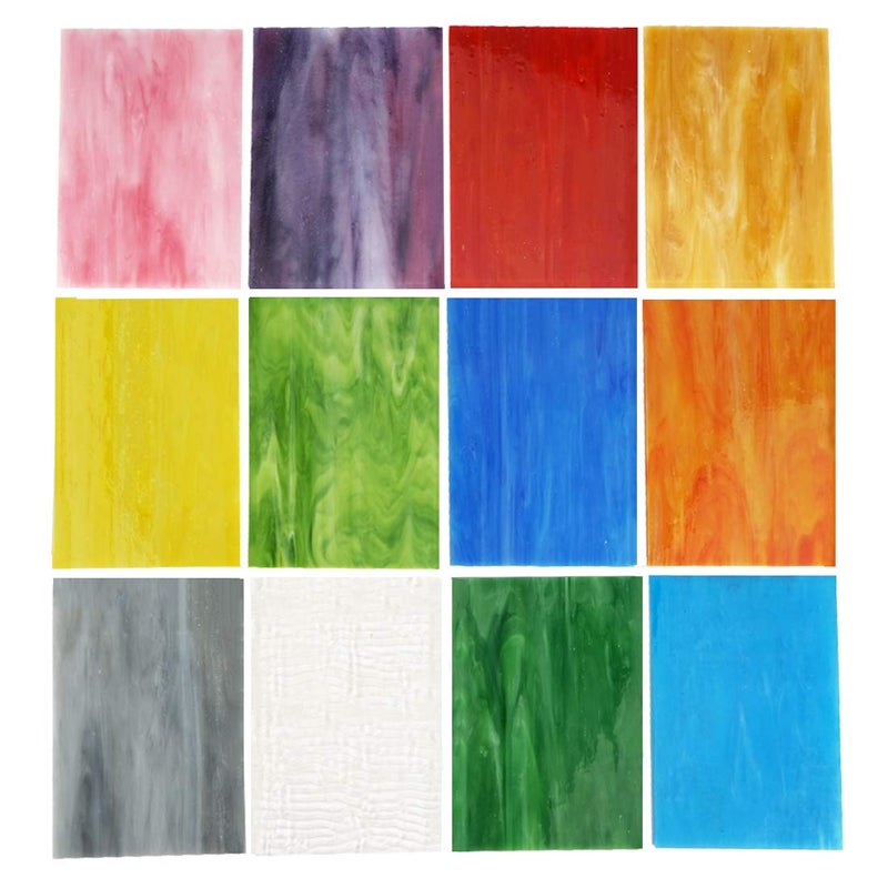 Lanyaniï¼ˆ10 Sheetsï¼‰Variety Stained Glass Sheets 4 x 6 inch Opal Art Glass Pack Tiffany Glass, Mixed Textures - Image 1